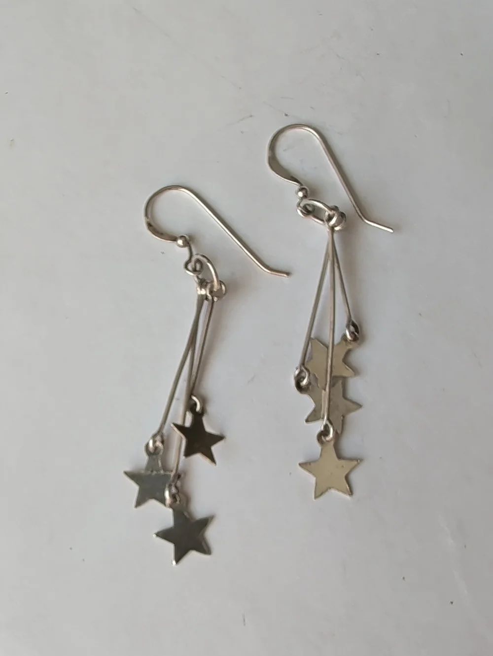 Sterling Silver Star Dangle Earrings - Silver